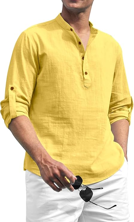 Zombom Cotton Blend Solid Casual Regular Fit Mandarin/Chinese Collor Short Kurta for Men - Image 5